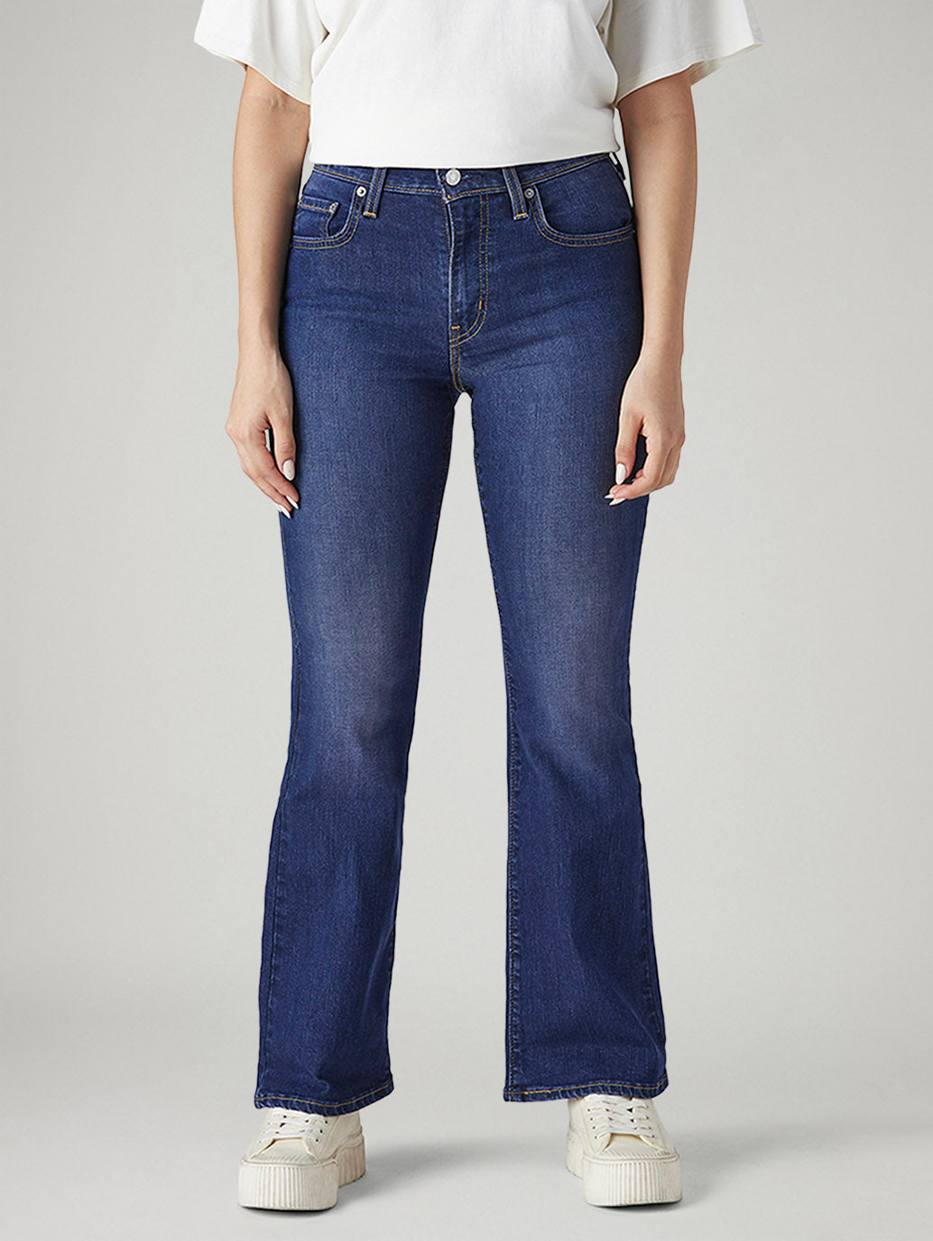 Women's 726 Dark Blue Flared Fit High Rise Jeans - Front View
