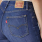 Women's 726 Dark Blue Flared Fit High Rise Jeans - Detail View