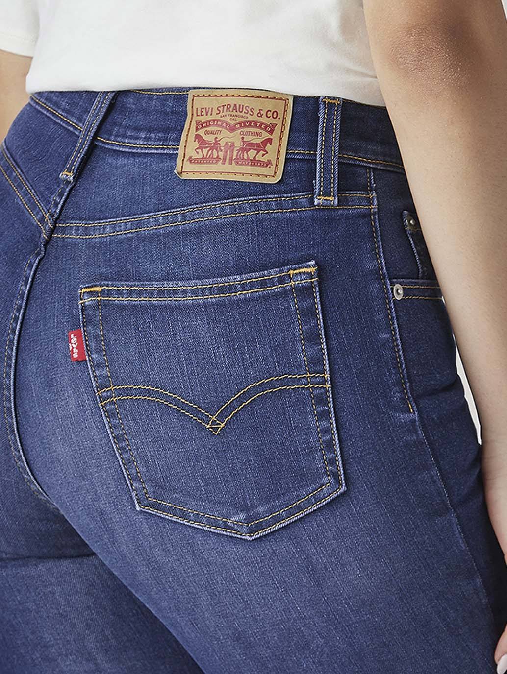 Women's 726 Dark Blue Flared Fit High Rise Jeans - Detail View