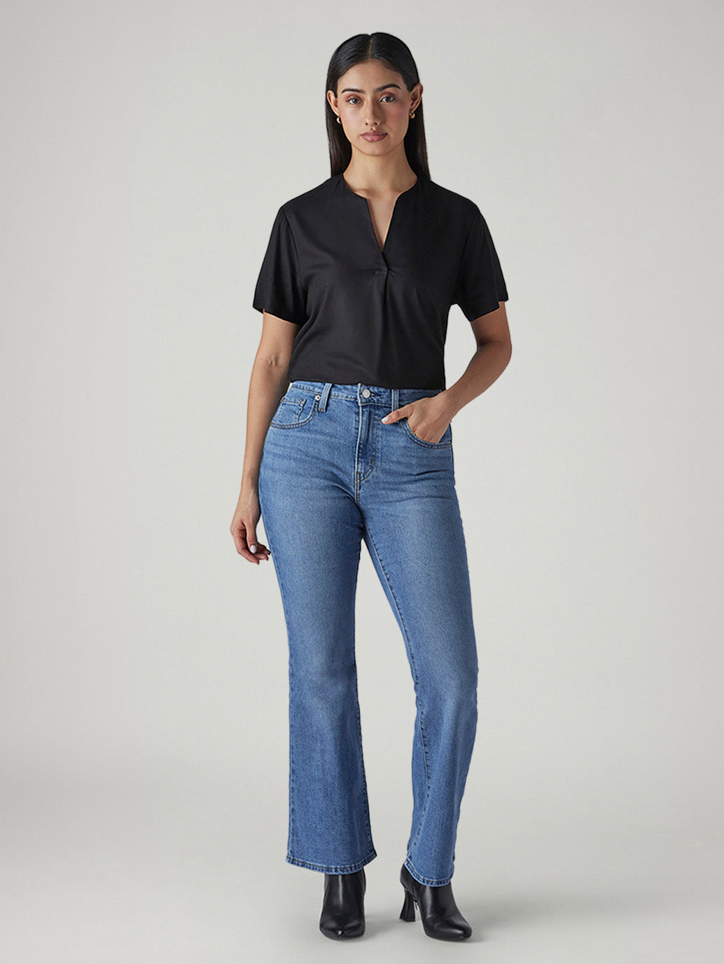 Women's 726 Blue Flared Fit High Rise Jeans