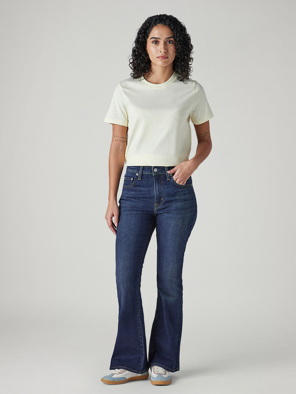 Women's 726 Dark Blue Flared Fit High Rise Jeans - Front View