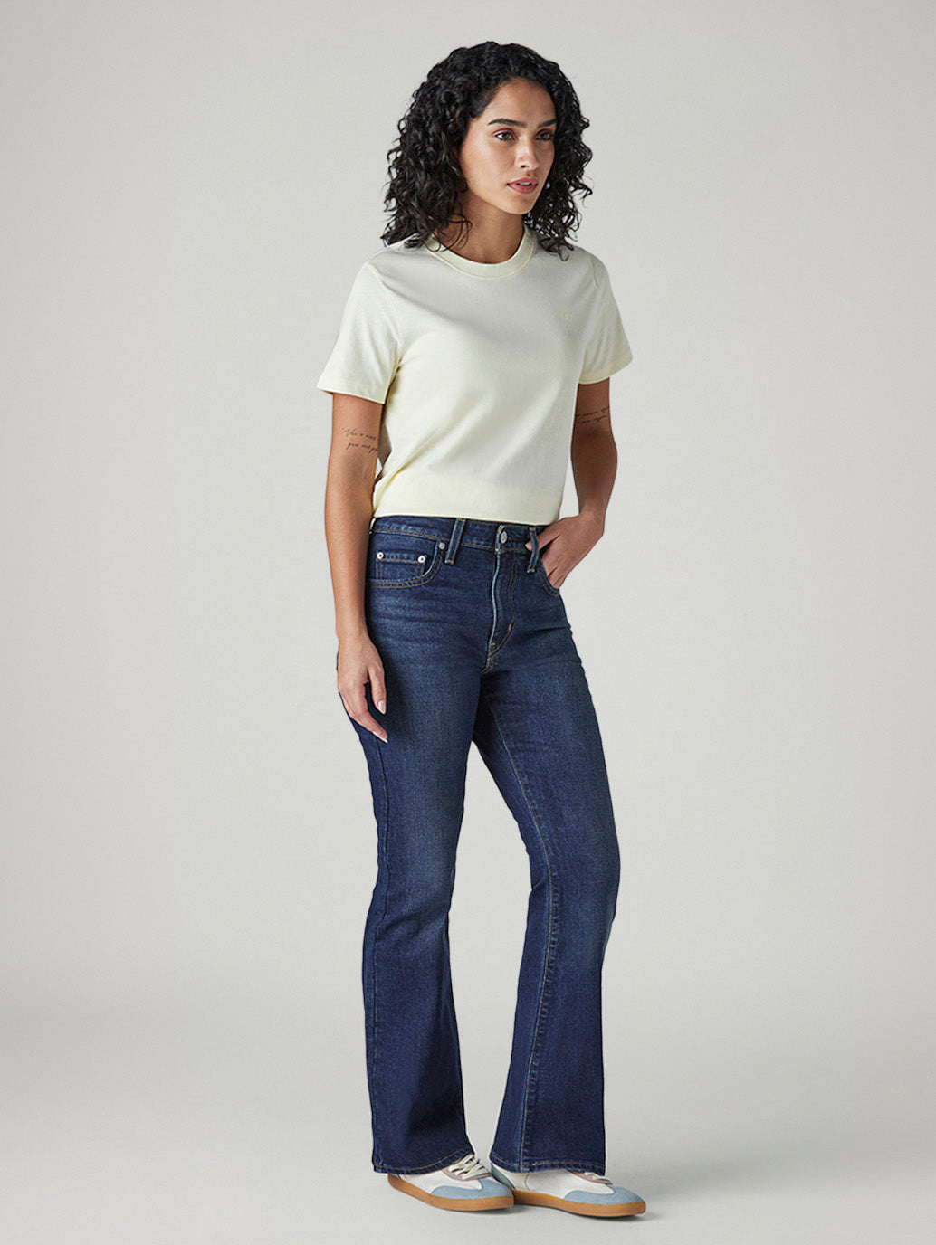Women's 726 Dark Blue Flared Fit High Rise Jeans - Side View