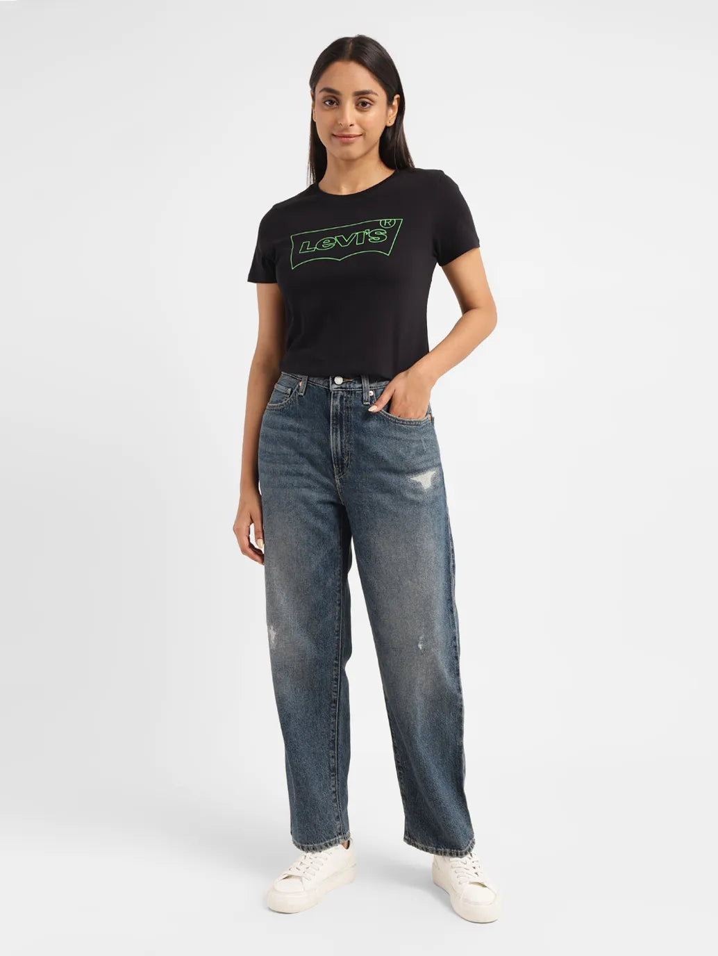 Women's 94 Blue Baggy Fit High Rise Jeans - a5f76add-a3b9-45c9-af94-9ab328db8309 View