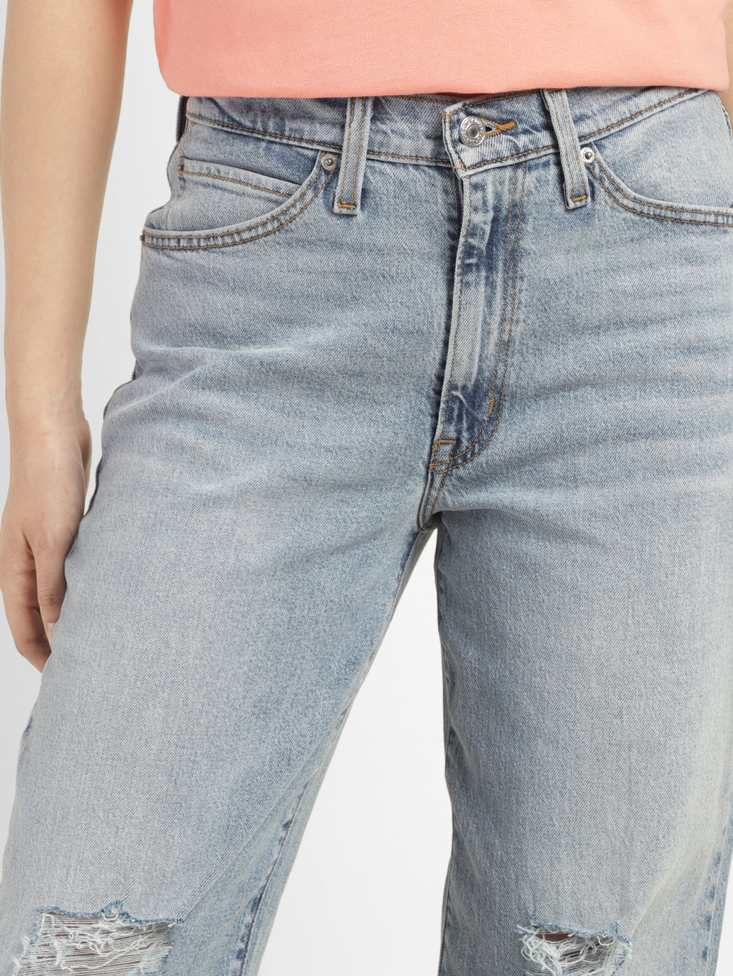Women's 94 Blue Baggy Fit High Rise Jeans - FrontDetails View