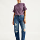 Women's 94 Blue Baggy Fit Mid Rise Jeans - Front View