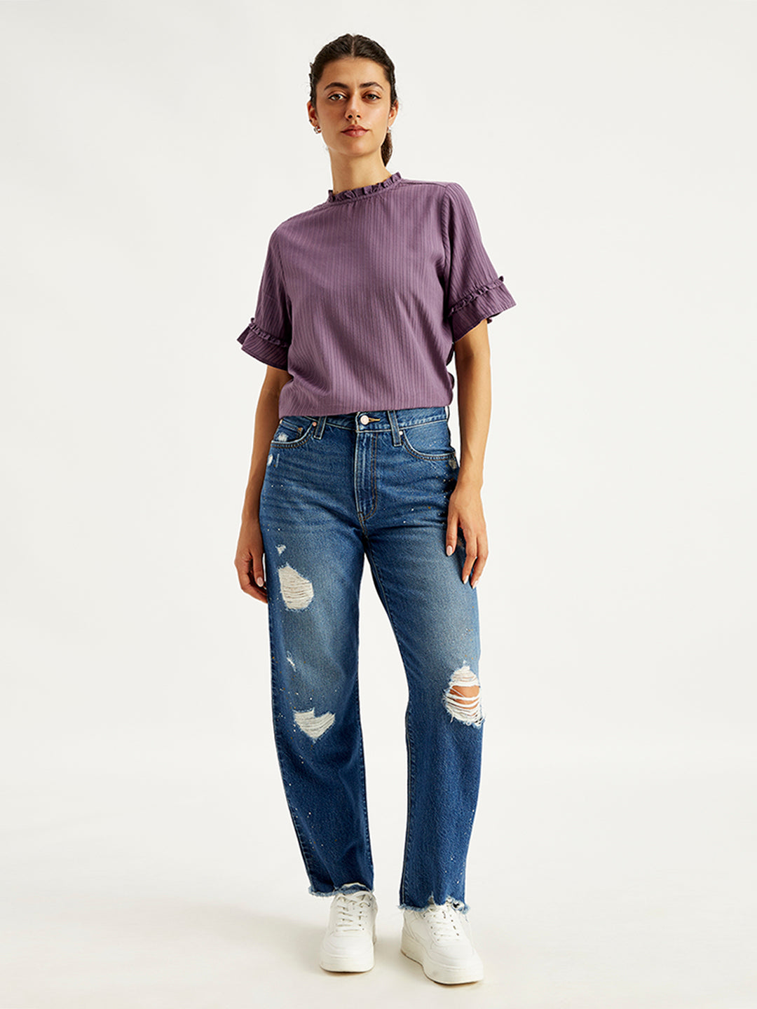 Women's 94 Blue Baggy Fit Mid Rise Jeans