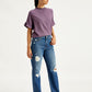 Women's 94 Blue Baggy Fit Mid Rise Jeans - Side View