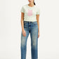 Women's 94 Blue Baggy Fit Mid Rise Jeans - Front View