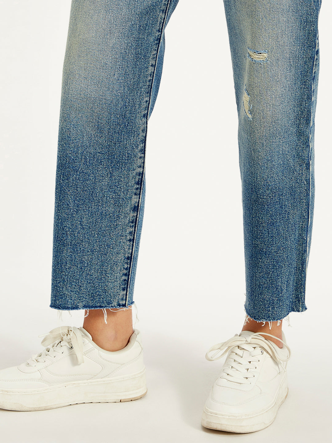 Women's 94 Blue Baggy Fit Mid Rise Jeans - Detail View