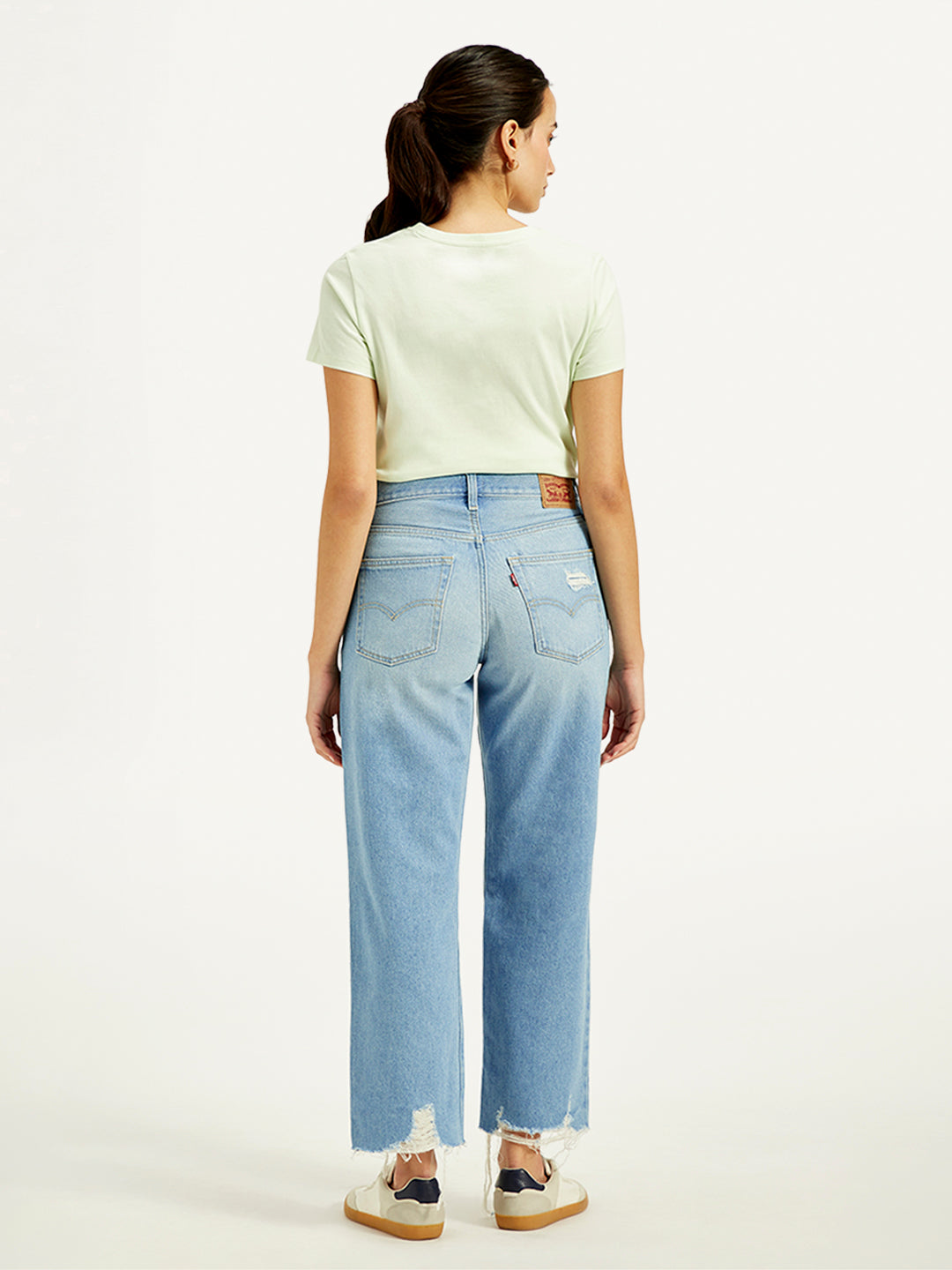 Women's 94 Blue Baggy Fit High Rise Jeans - Back View