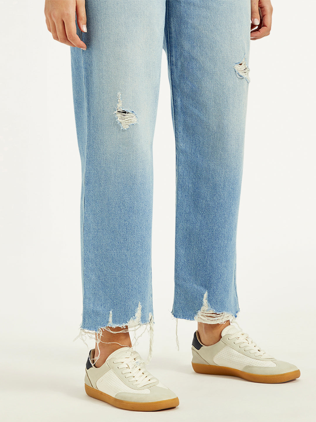 Women's 94 Blue Baggy Fit High Rise Jeans - Detail View