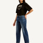 Women's 94 Blue Baggy Fit Mid Rise Jeans - Side View