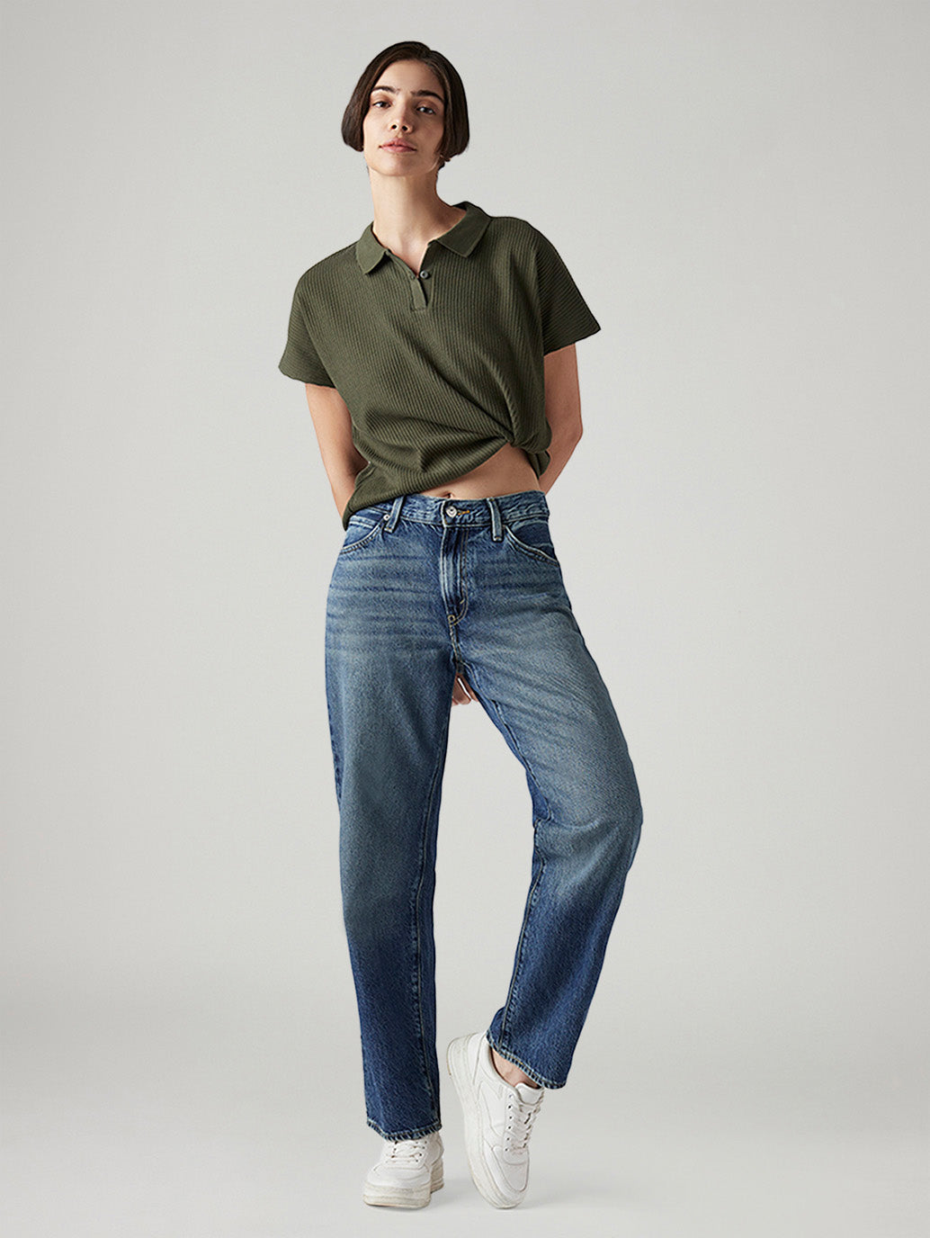 Women's 94 Blue Baggy Fit Mid Rise Jeans