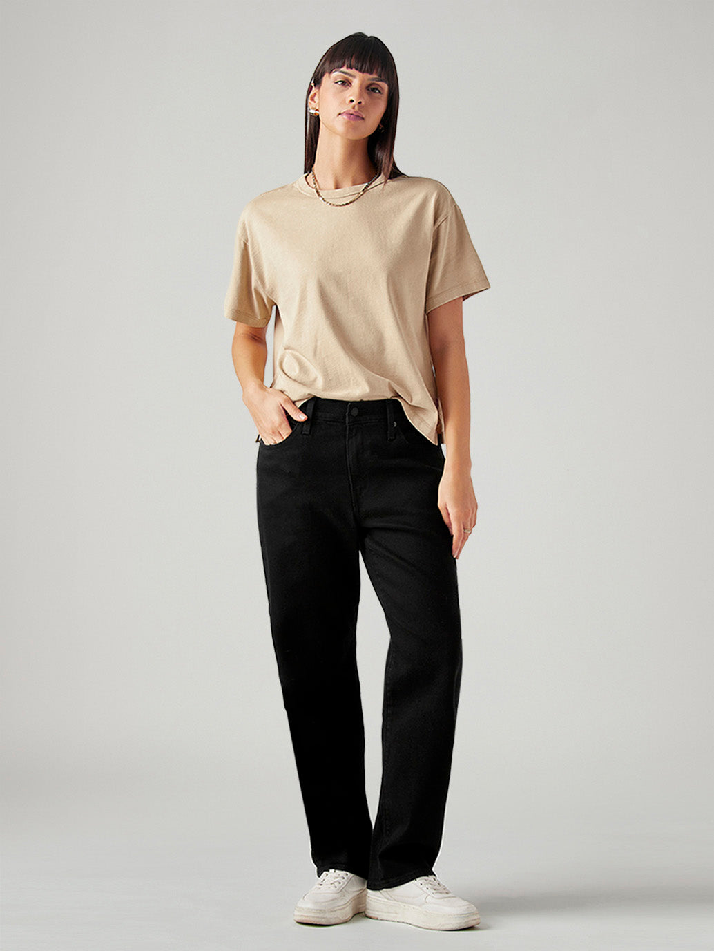 Women's 94 Black Baggy Fit Mid Rise Jeans