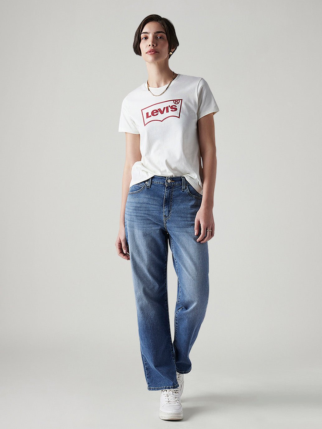 Women's 94 Med Indigo Baggy Fit High Rise Jeans