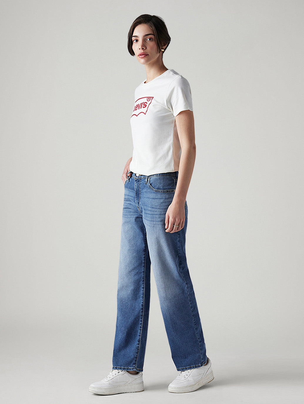 Women's 94 Blue Baggy Fit High Rise Jeans - Side View