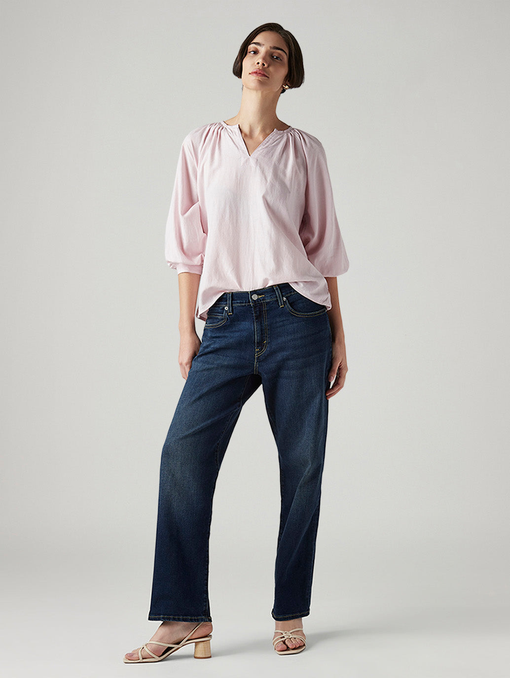 Women's 94 Dark Blue Baggy Fit Mid Rise Jeans