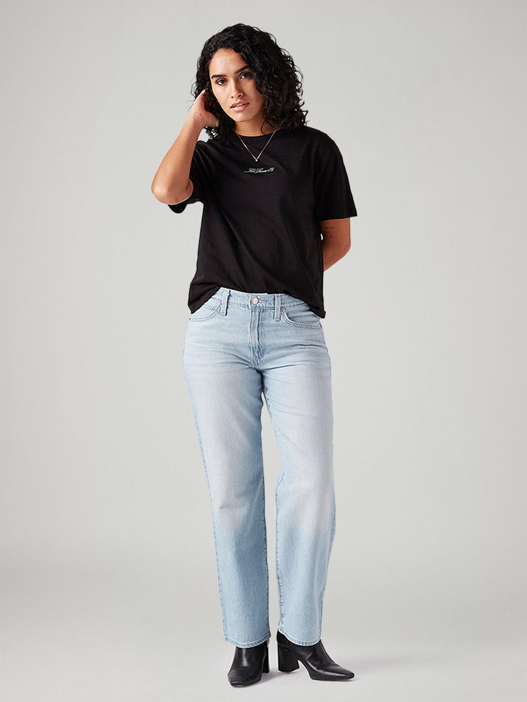 Women's 94 Light Blue Baggy Fit Mid Rise Jeans