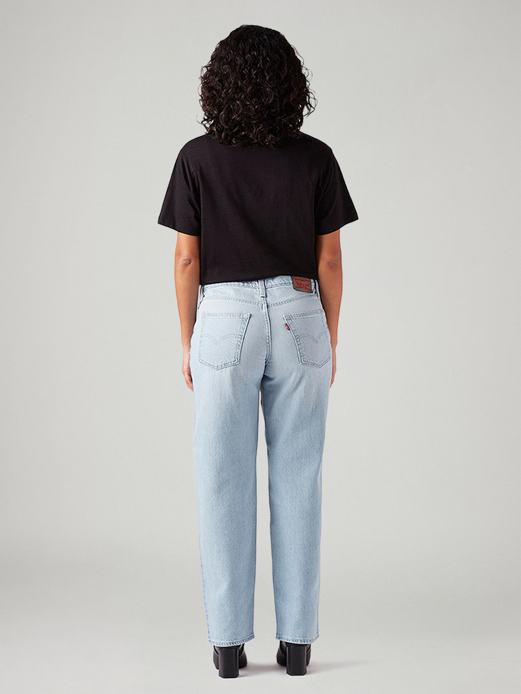 Women's 94 Light Blue Baggy Fit Mid Rise Jeans - Back View