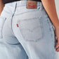Women's 94 Light Blue Baggy Fit Mid Rise Jeans - Detail View