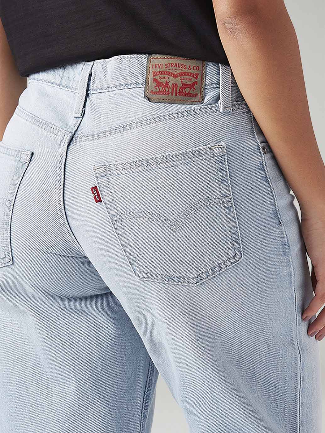 Women's 94 Light Blue Baggy Fit Mid Rise Jeans - Detail View