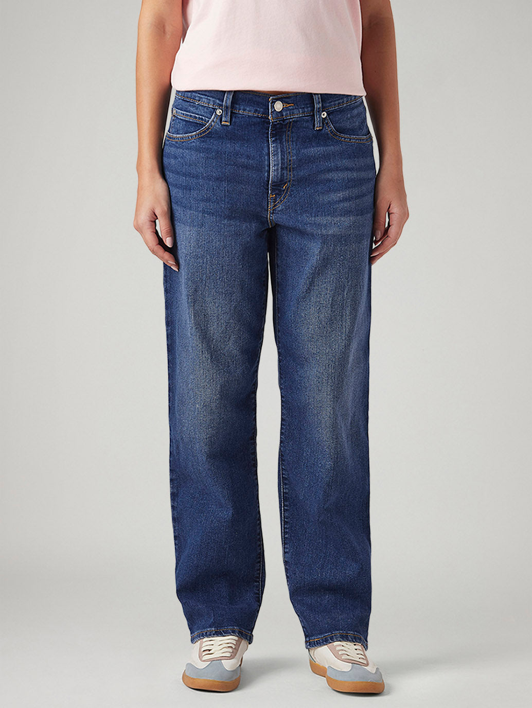 Women's 94 Blue Baggy Fit High Rise Jeans - Front View
