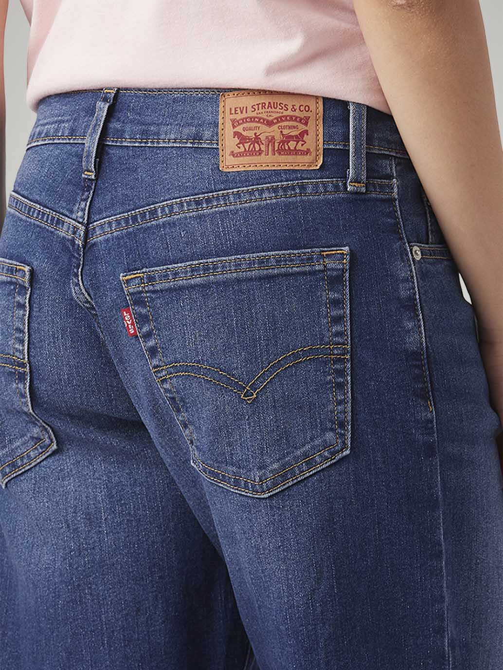 Women's 94 Blue Baggy Fit High Rise Jeans - Detail View