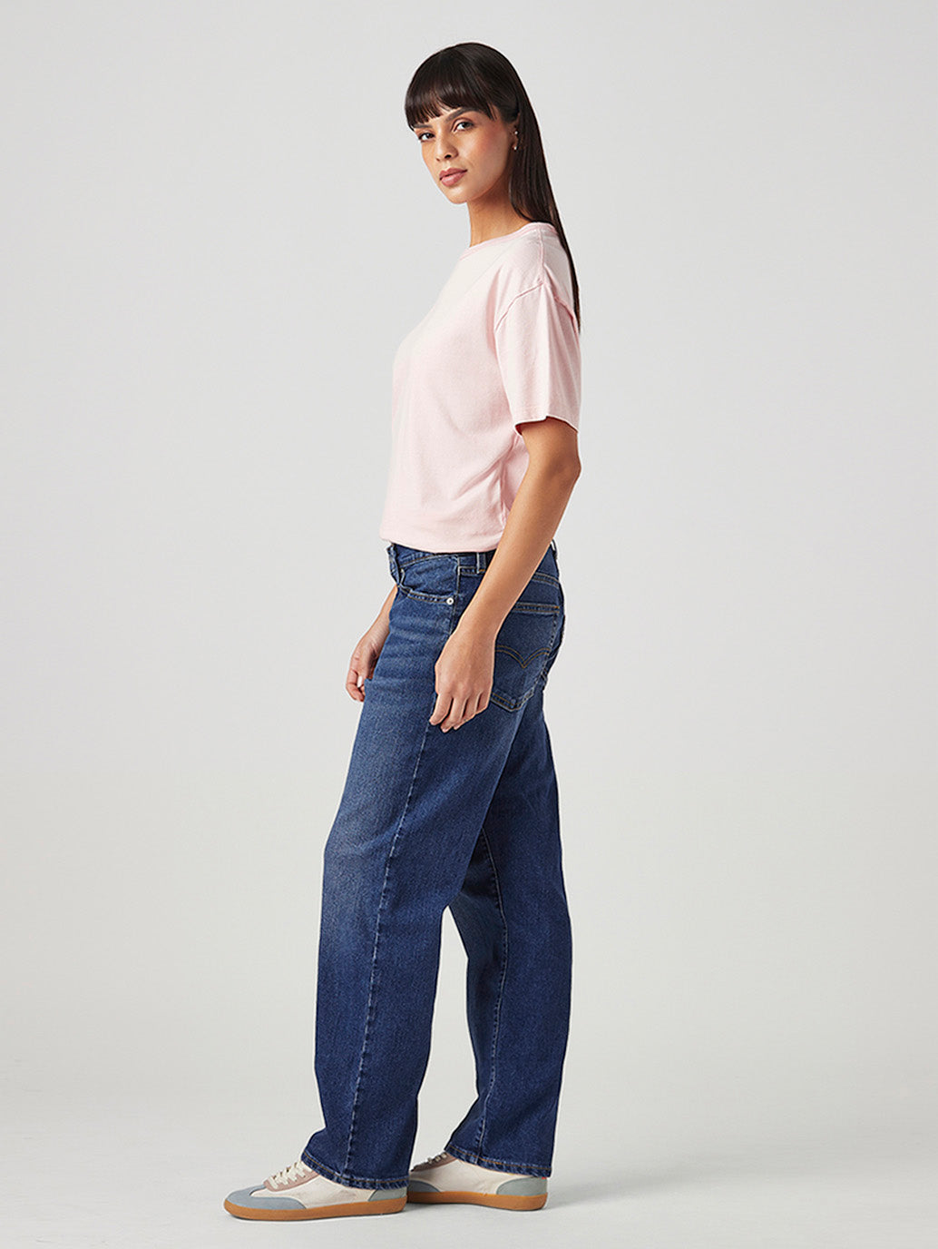 Women's 94 Blue Baggy Fit High Rise Jeans - Side View