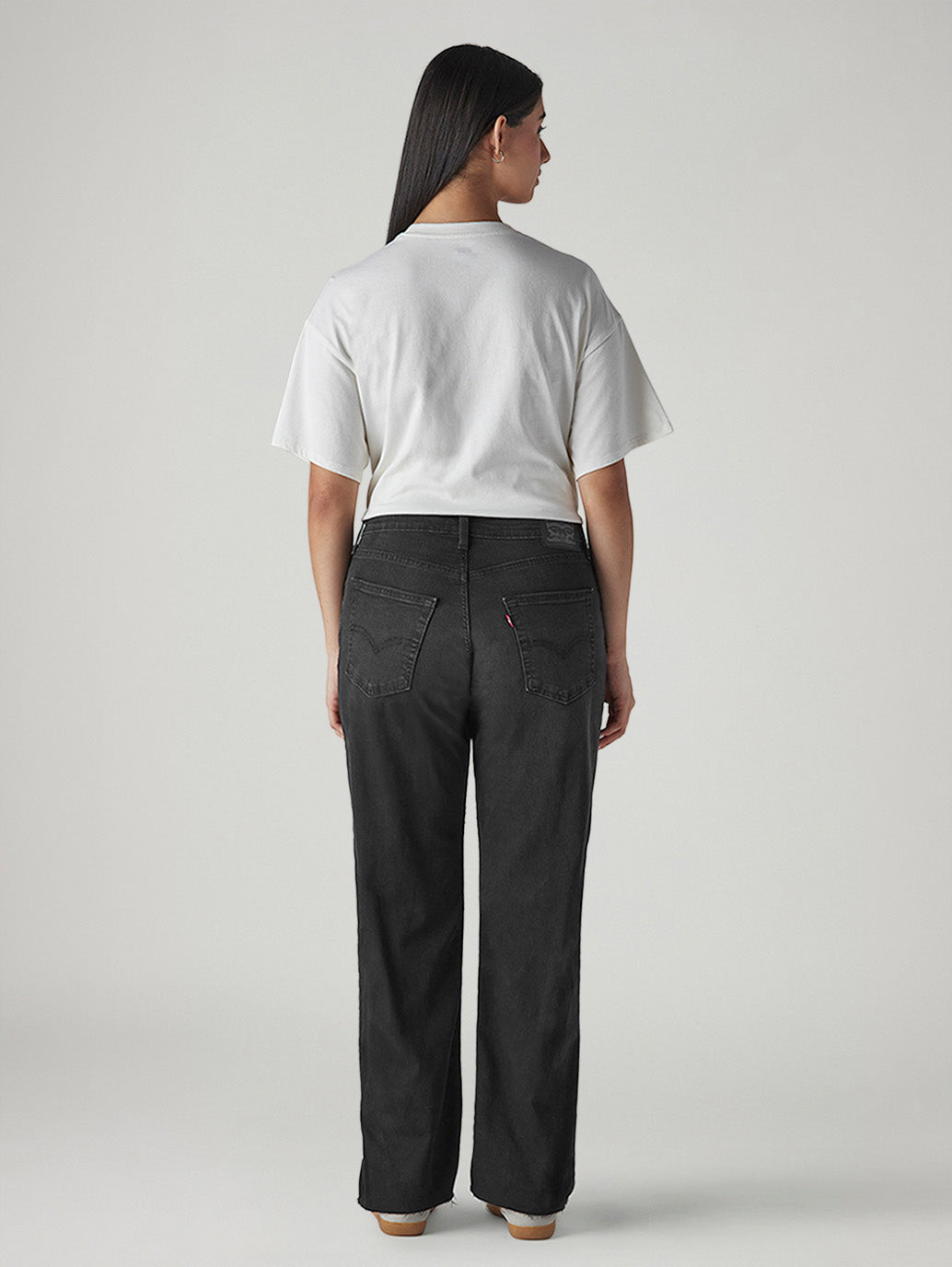 Women's 94 Black Baggy Fit Mid Rise Jeans - Back View