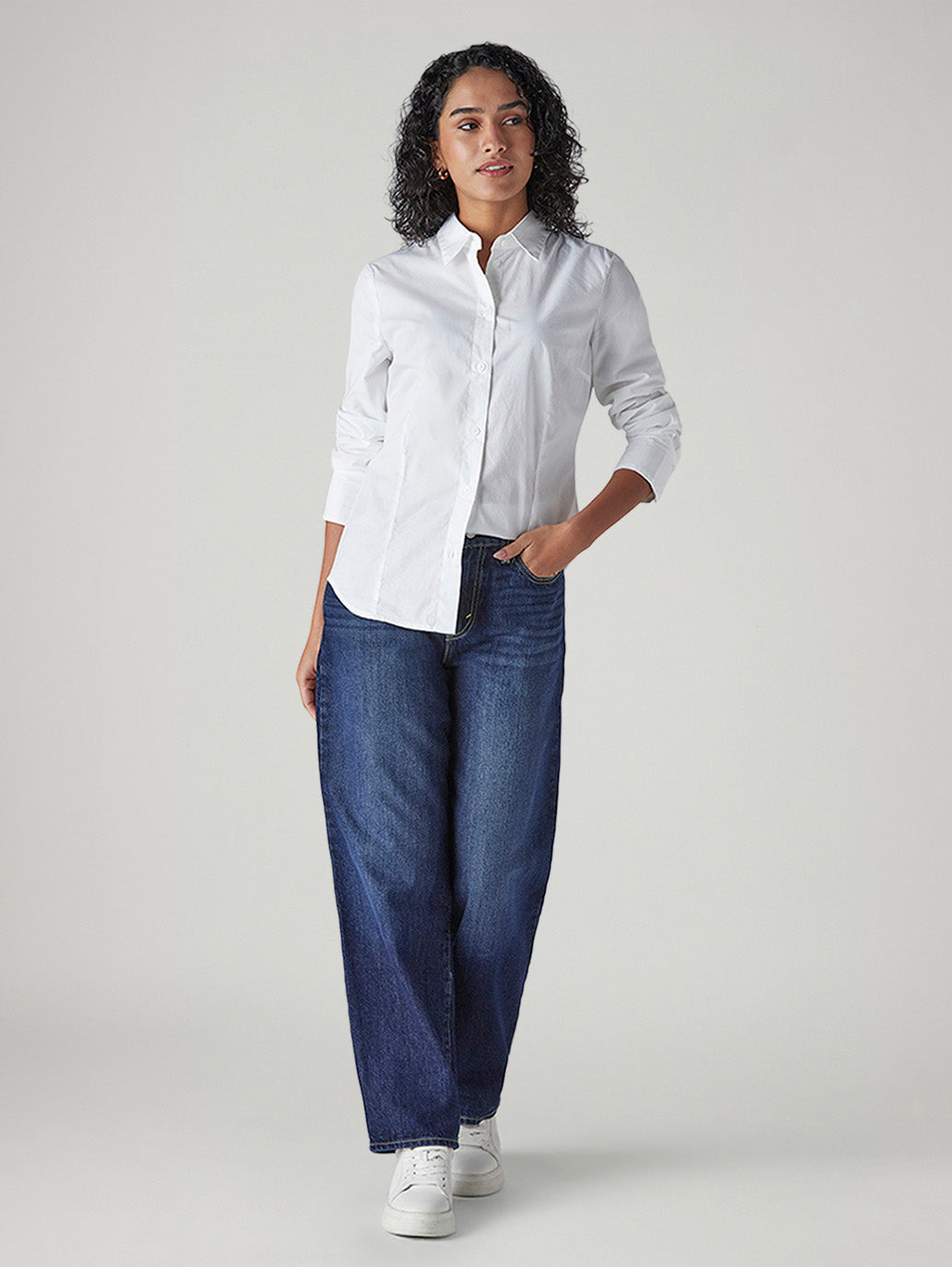 Women's 94 Blue Baggy Fit Mid Rise Jeans