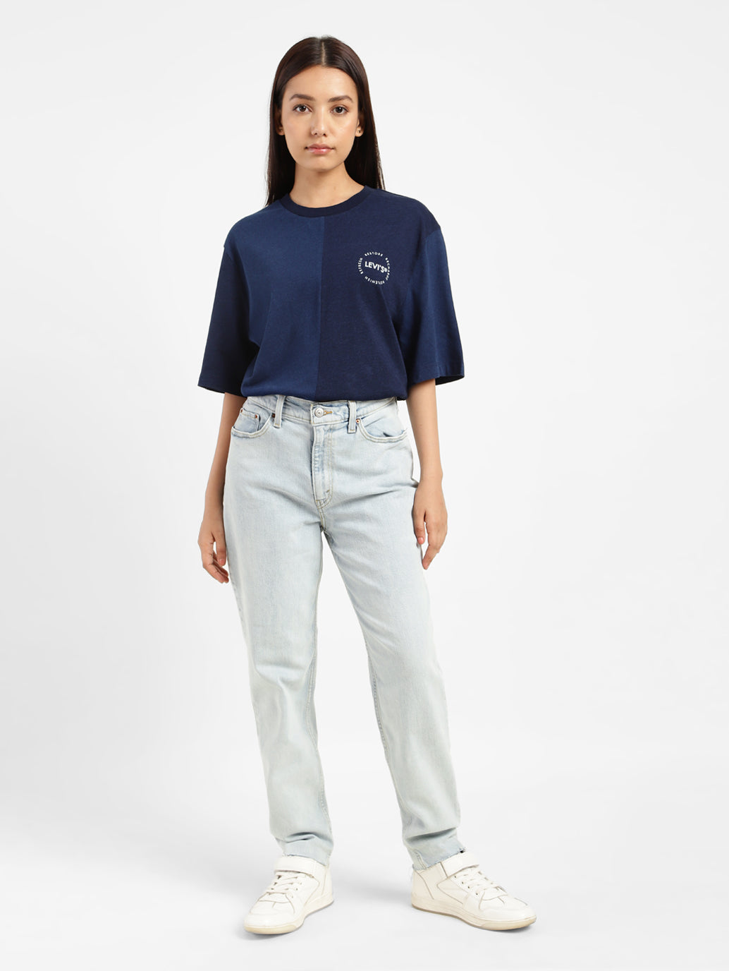 Women's 80s Mom Blue Loose Fit Mid Rise Jeans - d9e8f748-d54b-4a5d-a529-db1f8b6db633 View