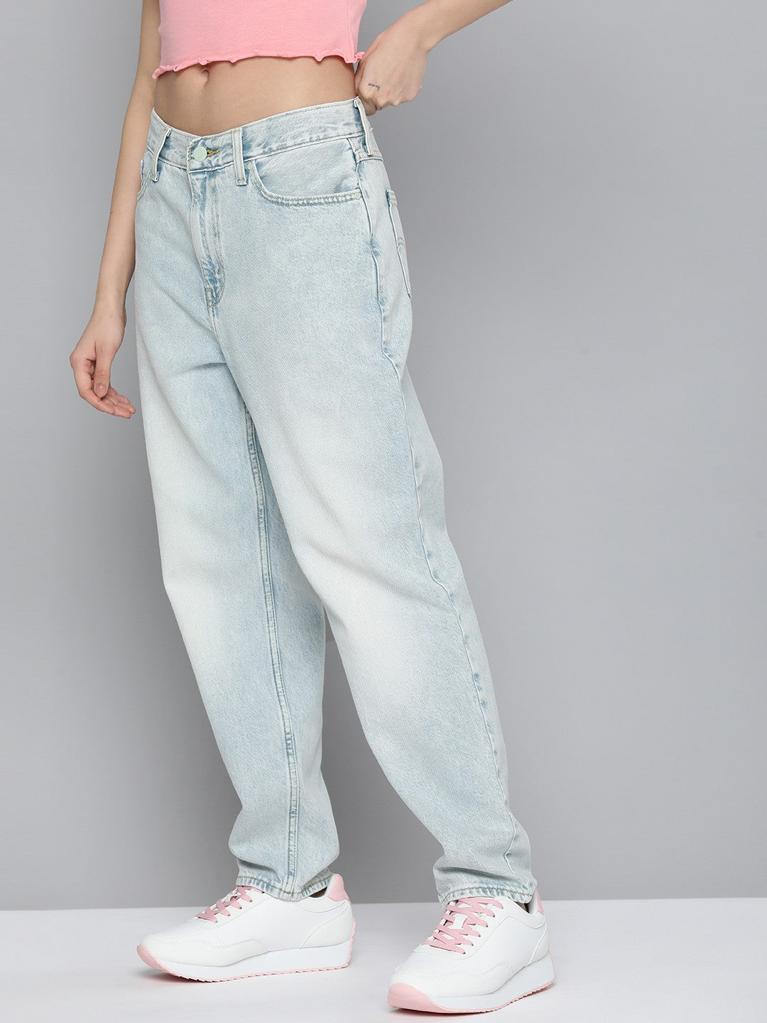 Women's 80s Mom Blue Loose Fit High Rise Jeans - 2 View