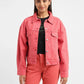 Women's Solid Spread Collar Denim Jacket - 1b0260cf-d3e3-4863-a9c7-6d0f169bc28e View