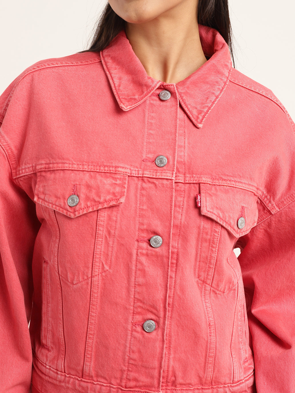 Women's Solid Spread Collar Denim Jacket - 4ec8ac0f-fb5b-42ae-bece-de70cffd9d2e View