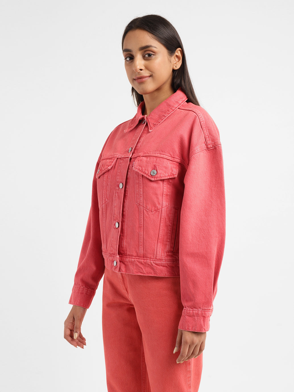 Women's Solid Spread Collar Denim Jacket - c32874bf-35ca-4beb-a7f4-6d2629dce78b View
