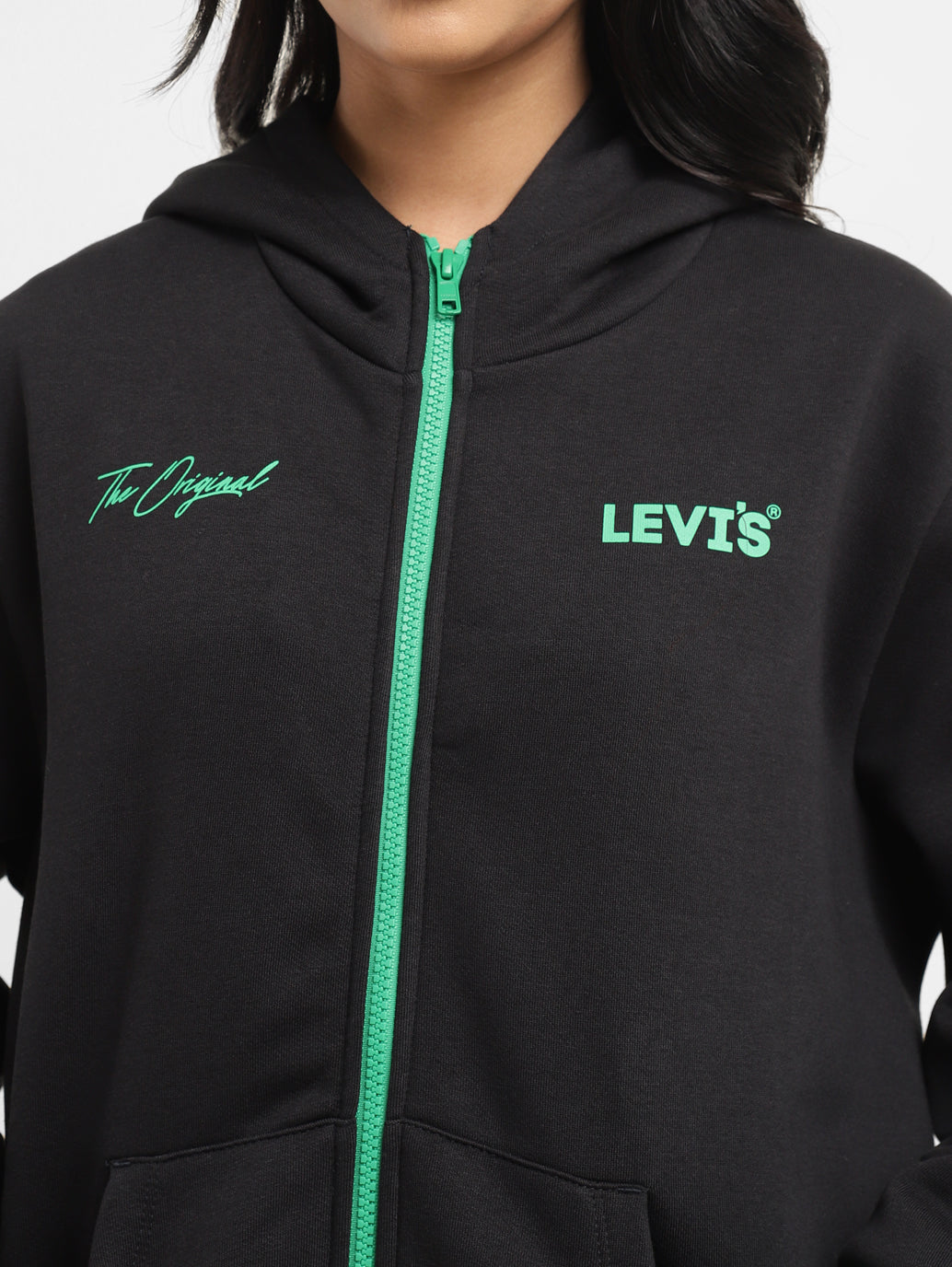 Women's Brand Logo Black Hooded Sweatshirt - 69060e29-683c-4f94-b30a-5bc2ed08712b View