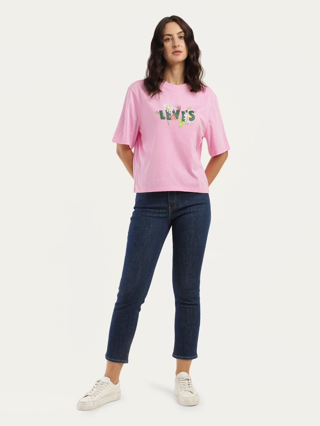 Women's Brand Logo Oversized T-Shirt - ModelFront View