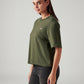 Women's Graphic Print Olive Relaxed Fit T-shirt - Side View