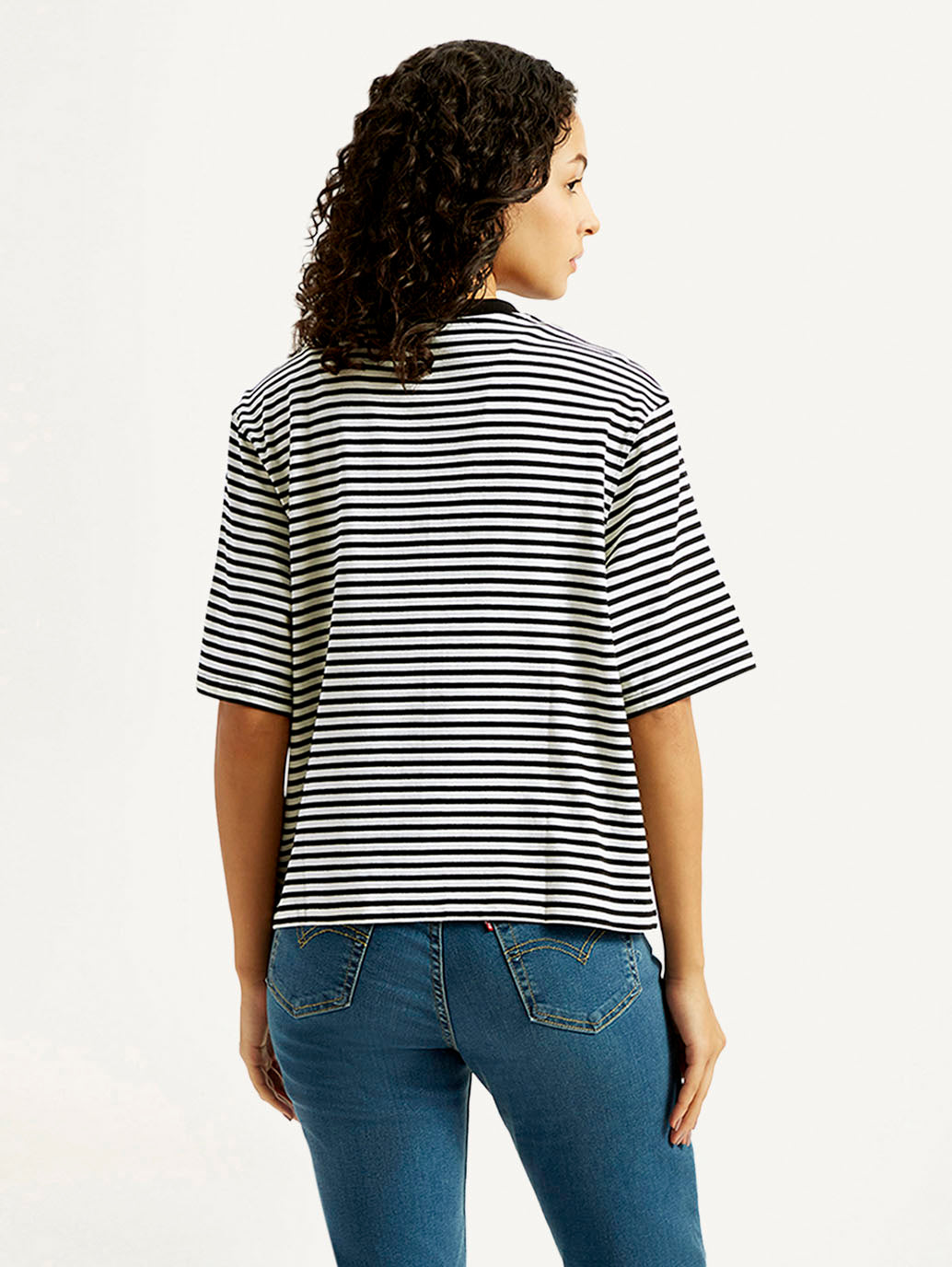 Women's Striped Relaxed Fit T-shirt - Back View