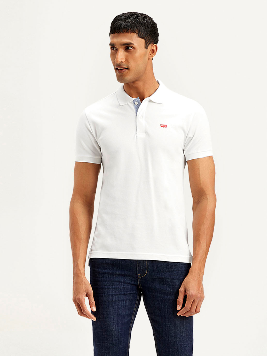 Men's Solid Slim Fit Polo T-shirt - Front View