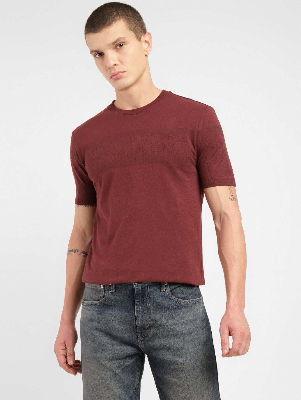 Men's Solid Crew Neck T-shirt Maroon - 4e2c2dd4-30cb-480e-a8f3-1cbf450b1a18 View