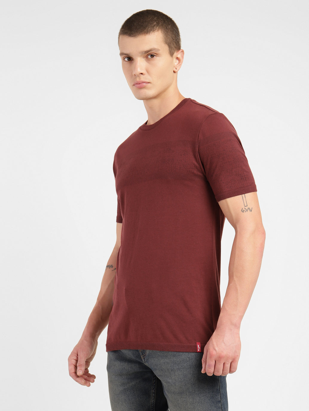 Men's Solid Crew Neck T-shirt Maroon - 706459b7-1a3d-4692-a0bf-bbe6bb02e138 View