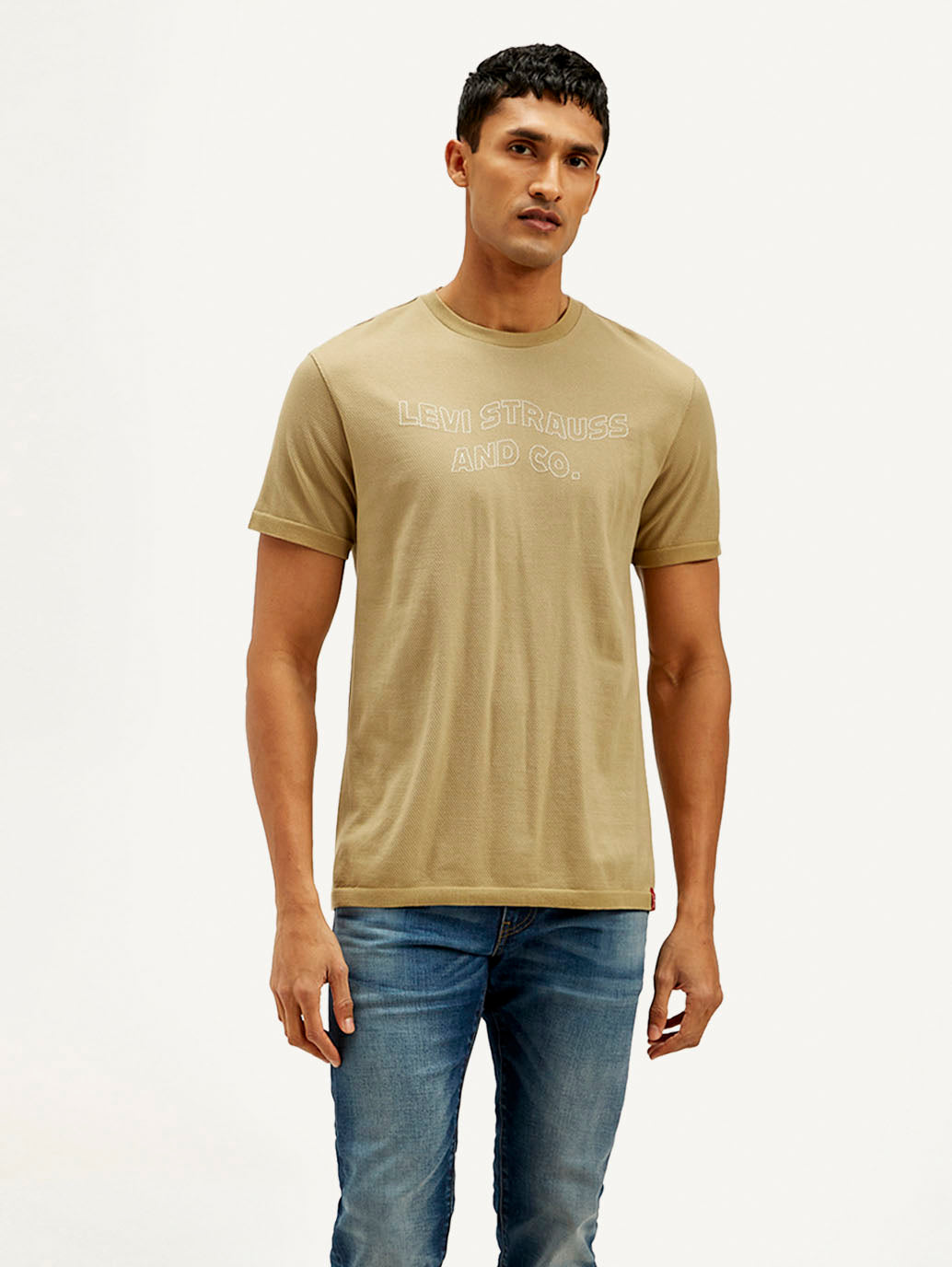 Men's Brand Logo Slim Fit T-shirt - Front View