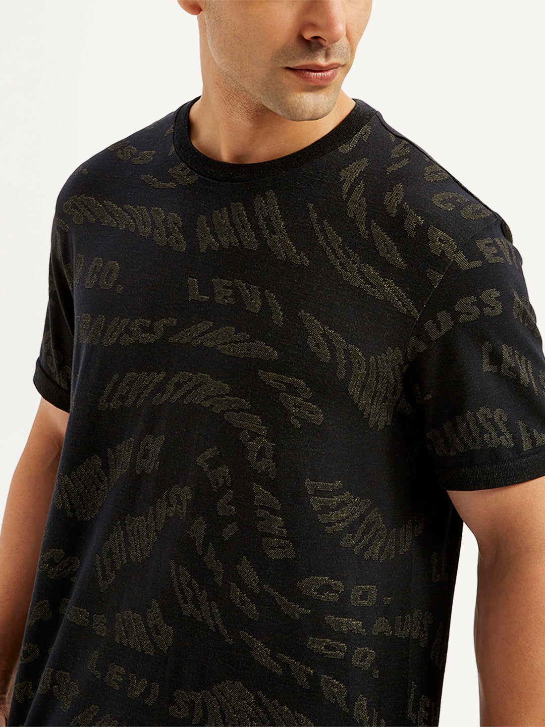 Men's Typographic Print Slim Fit T-Shirt - Detail View