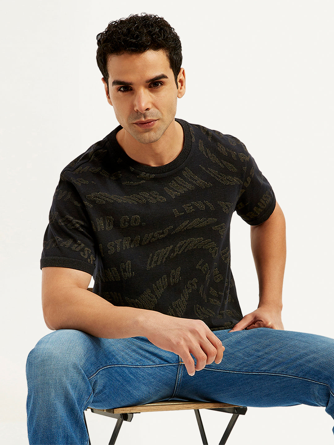 Men's Typographic Print Slim Fit T-Shirt - Styleshot View