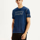 Men's Brand Logo Dark Blue Slim Fit Seamless T-shirt - Styleshot View