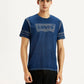 Men's Brand Logo Dark Blue Slim Fit Seamless T-shirt - Front View