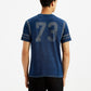 Men's Brand Logo Dark Blue Slim Fit Seamless T-shirt - Back View