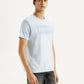 Men's Brand Logo Light Blue Slim Fit Seamless T-shirt - Side View