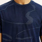 Men's Abstract Navy Blue Slim Fit Seamless T-shirt - Detail View